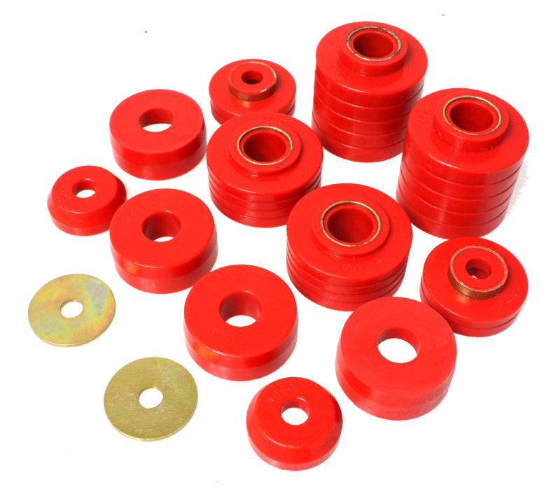 Energy Suspension 80-98 Ford F250/F350 / 80-92 Ford F100/F150 / 85-98 Ford F450 Red Body Mount Set in various sizes