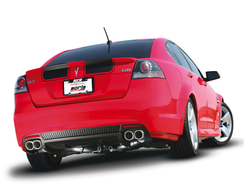 Borla 08-09 Pontiac G8/GT 6.0L 8cyl SS Catback Exhaust w/ X Pipe on red GT car