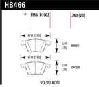 Hawk LTS Street Brake Pads specifications for Volvo XC90