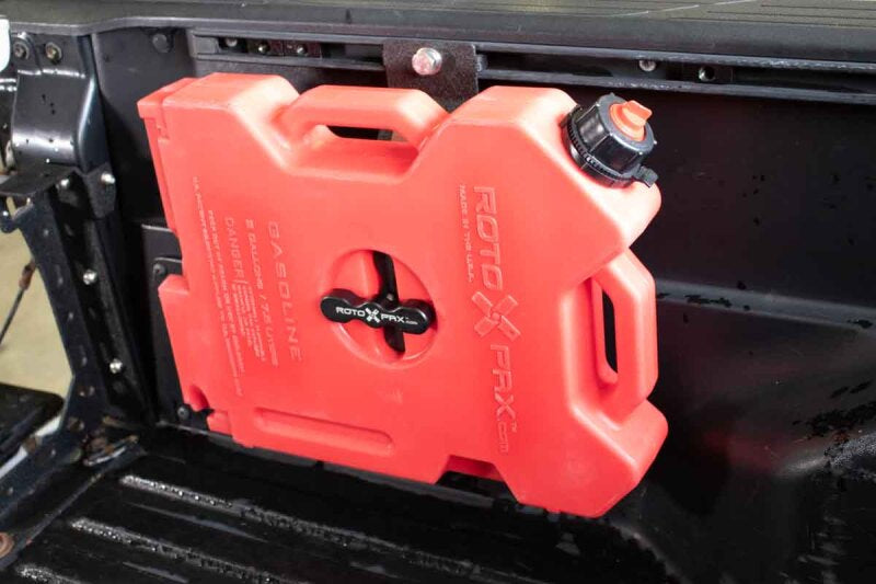 Fishbone Offroad Tacoma In Bed Rotopax Mount with RotopaX container