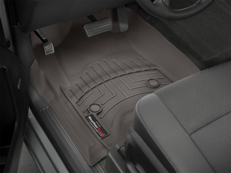 WeatherTech 14+ Chevy Silverado (Crew Cab / Double Cab) Front FloorLiners - Cocoa in truck interior