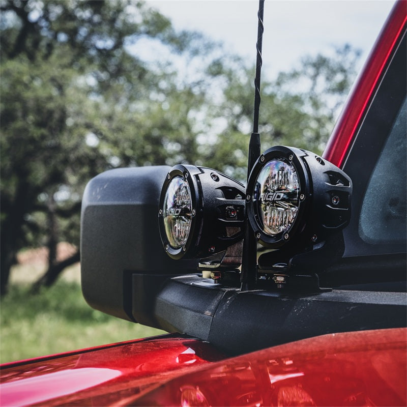 Rigid Industries 2021+ Ford Bronco Dual Pod A-Pillar Mount Kit M617 with high output LED lights