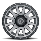 ICON Compression HD 18x9 8x170 6mm Offset 5.25in BS Titanium Wheel for offroad parts and performance upgrades.