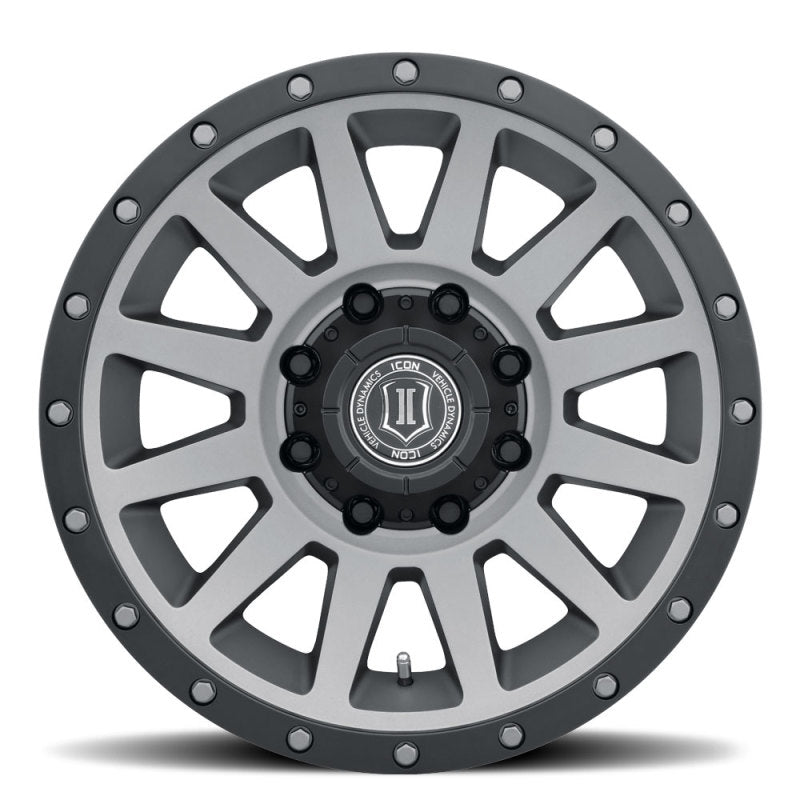 ICON Compression HD 18x9 8x6.5 12mm Offset 5.5in BS Titanium Wheel Secondary image