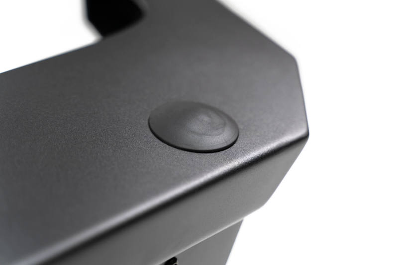 Close-up of DV8 Offroad 2018 Jeep Wrangler JL MTO Series Rear Bumper w/ Optional Tire Carrier surface detail.