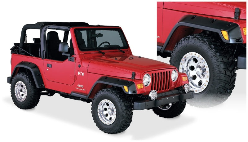 Bushwacker 97-06 Jeep TJ Pocket Style Flares 4pc - Black on red Jeep
