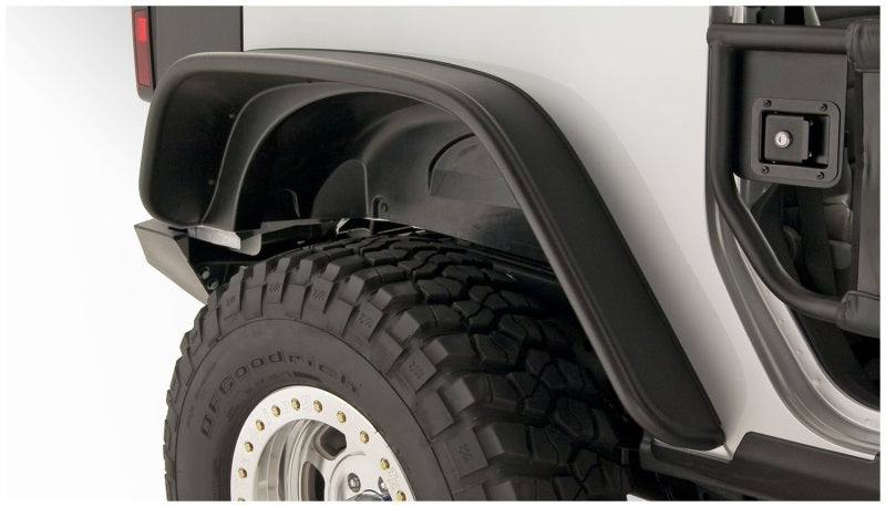 Bushwacker 07-18 Jeep Wrangler Flat Style Flares 2pc Fits 2-Door Sport Utility Only - Black Secondary image