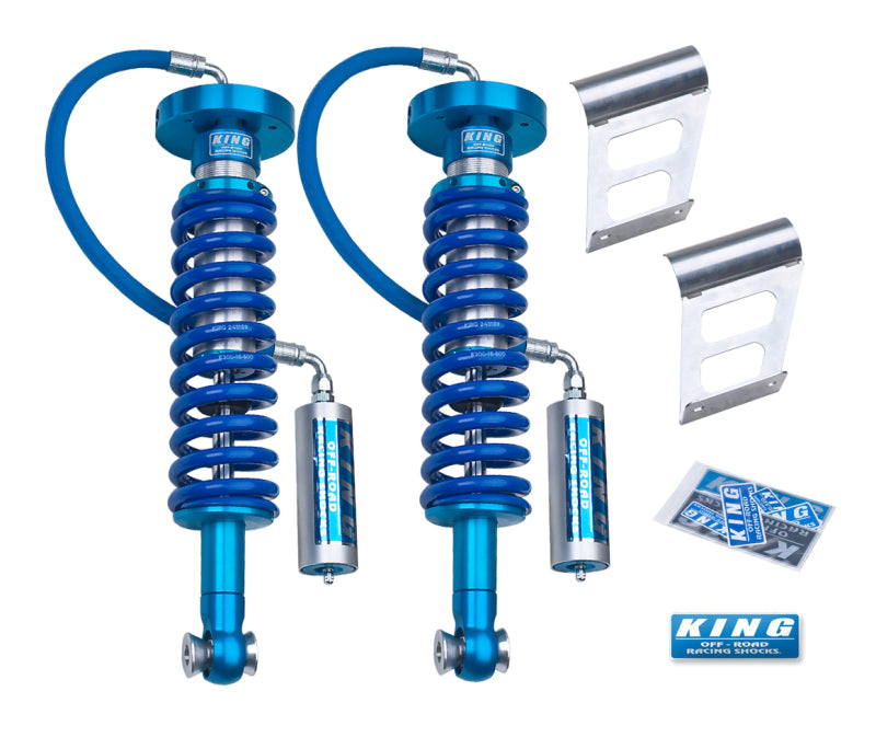 King Shocks 09-13 Ford F150 2WD/4WD Front 2.5 Dia Remote Reservoir Coilover (Pair) for offroad performance upgrades. Main image