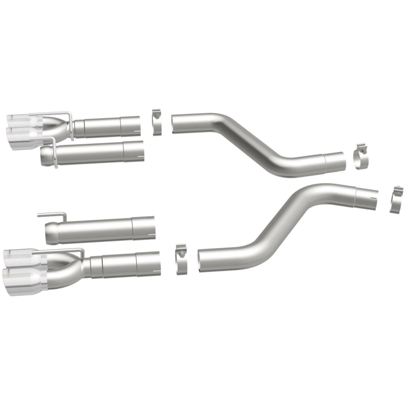 MagnaFlow Axle-Back, SS, 3in, Quad Split Rear 3.5 Tips 2015 Dodge Challenger incl SRT Hellcat exhaust system parts