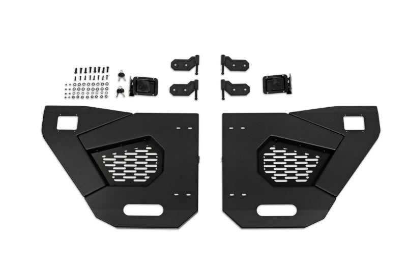 DV8 Offroad 18-22 Jeep Wrangler JL/JT Spec Series Half Doors - Rear Set and mounting hardware