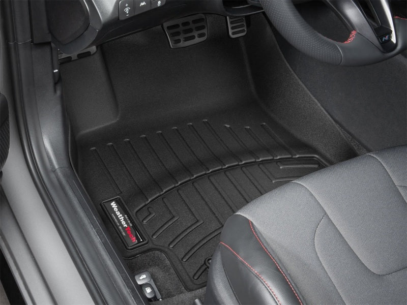 WeatherTech 2021+ Hyundai Elantra(Auto Trans) Front FloorLiner - Black in vehicle interior.
