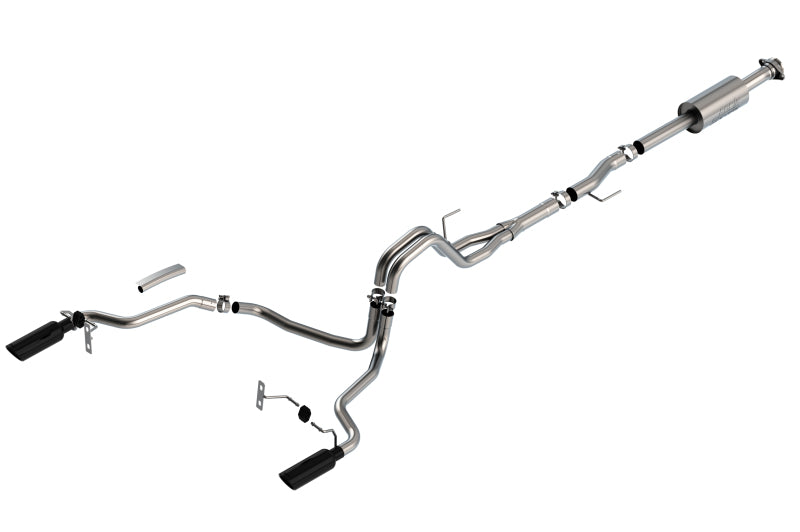 Borla F-150 2021 2.7L/3.5L 4dr CC SB EC STB Lar/KingR/Plnum/LTD 3/2.25 SRE CB S-Type BLK CHR Tips exhaust system Main image