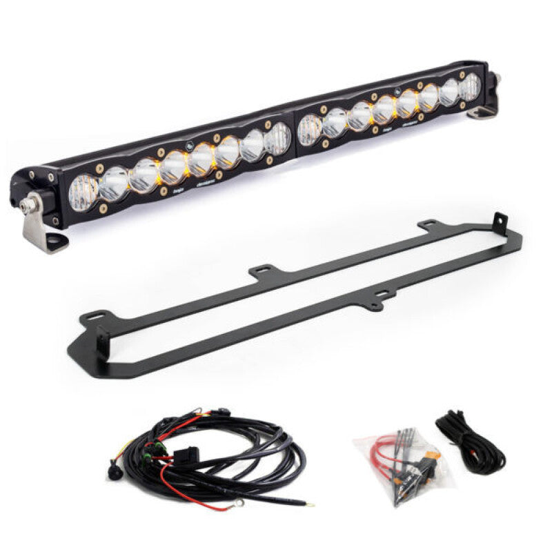 Baja Designs 2022+ Toyota Tundra TRD Pro 20in S8 Replacement Kit Clear with mounting hardware and wiring.