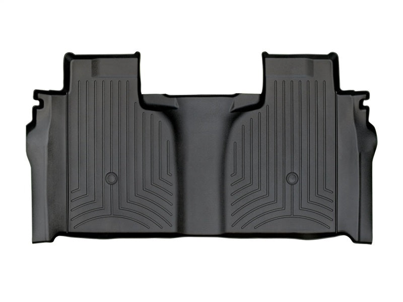 WeatherTech 19-23 Chevrolet Silverado 1500 Crew Cab (1st Row Bucket Seats) Rear FloorLiner - Black for offroad performance upgrades Main image