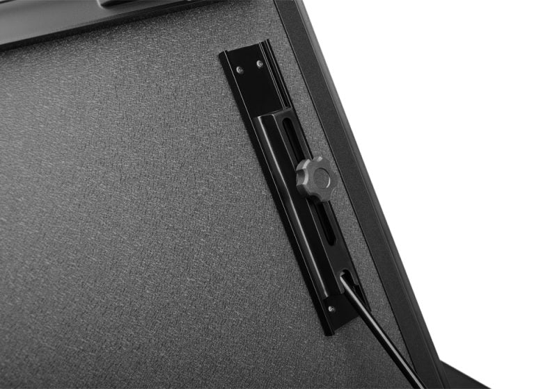 BAK 19-20 Dodge Ram 1500 (New Body Style w/ Ram Box) 5ft 7in Bed BAKFlip MX4 Matte Finish close-up of adjustable latch mechanism
