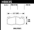 Hawk 13-16 BMW 5 Series HPS 5.0 Front Brake Pads diagram