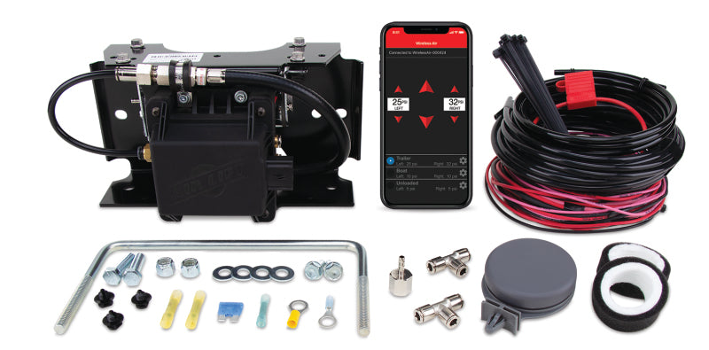 Air Lift Wireless Air Control System w/ Wireless Phone App Control components including smartphone app.