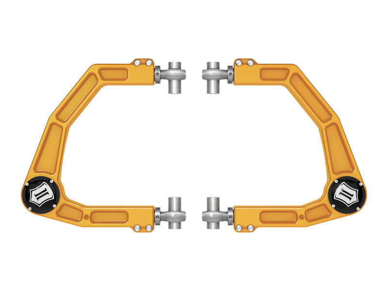 ICON 2024 Toyota Tacoma Billet Upper Control Arm w/ Delta Joint Pro - Gold Anodized off road parts and suspension lift kit.