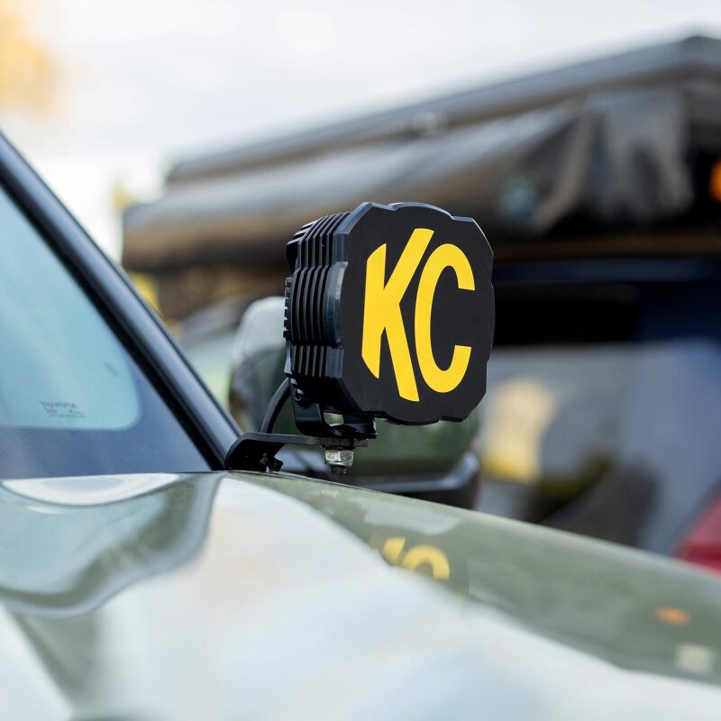 KC HiLiTES 2022+ Toyota Tundra / 2023+ Toyota Sequoia Ditch Mount Light Bracket Set attached to a vehicle.