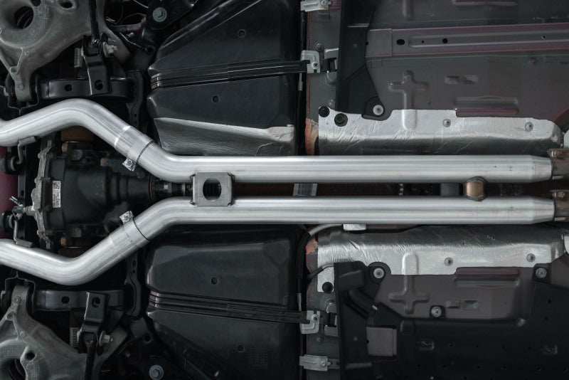 MBRP 18-22 Ford Mustang GT 5L T304 SS 3in Cat-Back Dual Rear w/4in Quad Carbon Fiber Tips (Race) Secondary image
