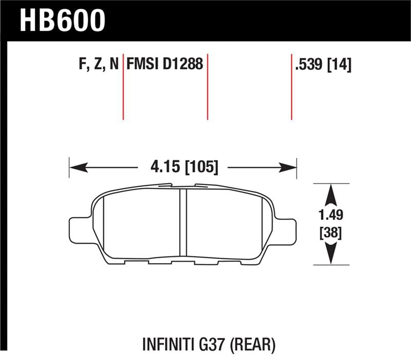 Hawk Infiniti G35 Sport/G37 / 08-10 Nissan Rogue / 07-09 Sentra SE-R / 10 Sentra SE-R M/T HPS Street Secondary image