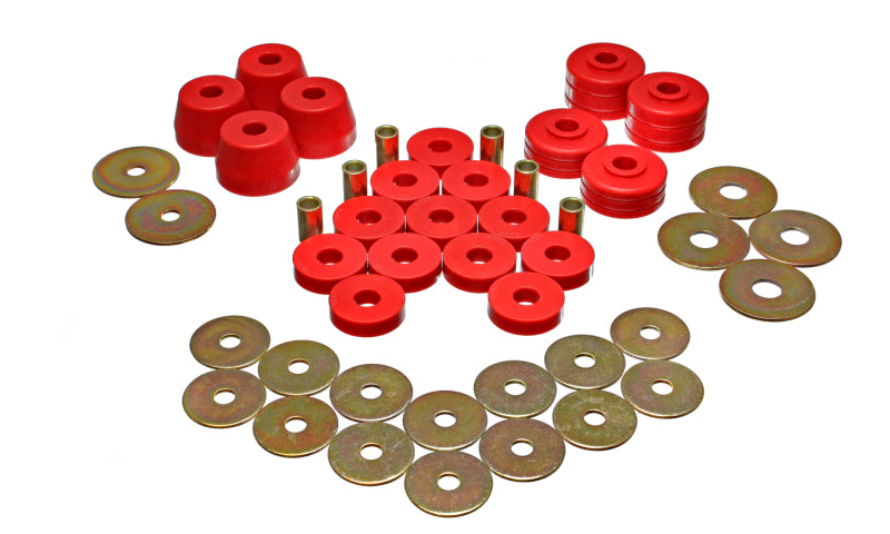 Energy Suspension Body Mount Bushing Sets - Red for offroad performance upgrades.