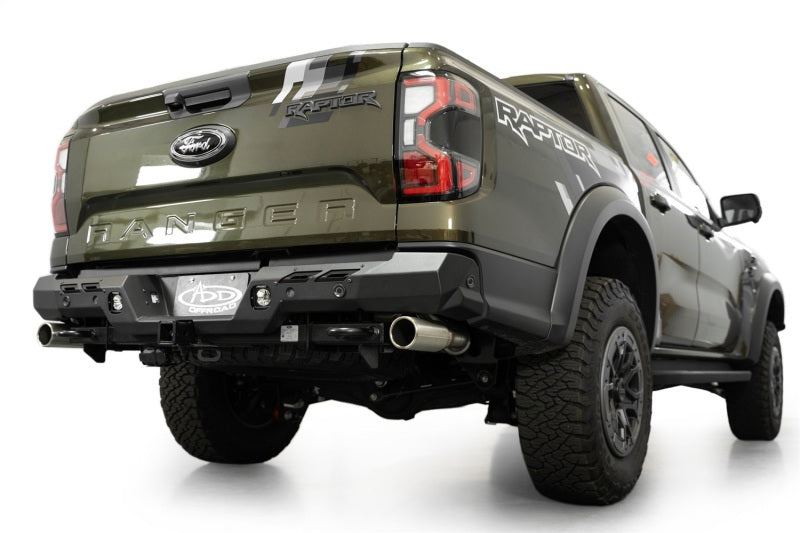 Addictive Desert Designs2024+ Ford Ranger Raptor Phantom Rear Bumper with offroad parts and performance upgrades.
