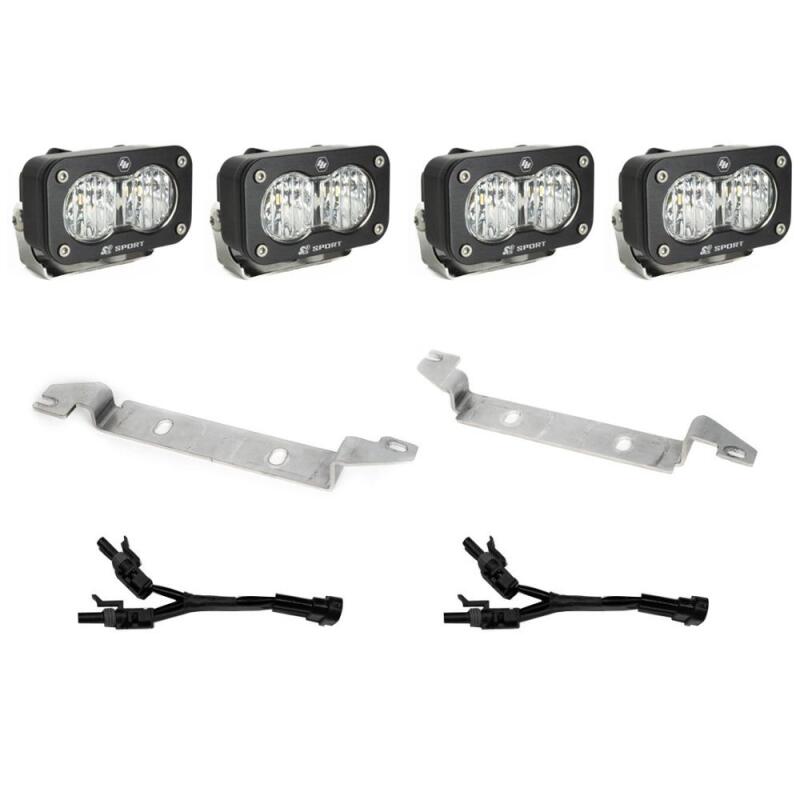 Baja Design 2024+ Toyota S2 Sport Dual Fog Pocket Light Kit components