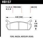 Hawk 91-96 Ford Escort / 90-93 Mazda Miata / 90-94 Protege / 91-96 Mer Tr DTC-30 Race Rear Brake Pad specifications diagram