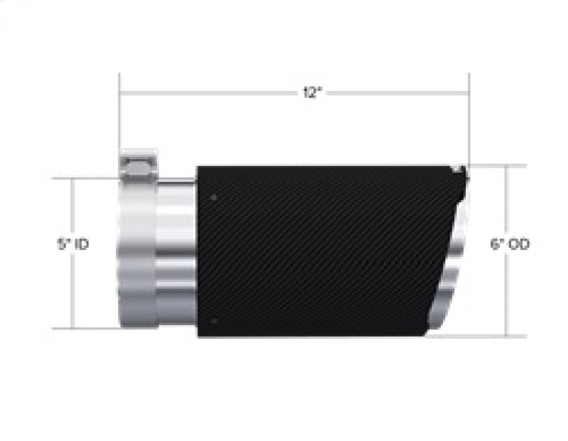 MBRP Universal Carbon Fiber Tip 6in OD/5in Inlet/12in L - Angle Cut Tip Secondary image