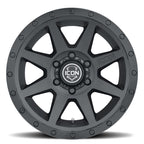 ICON Rebound 18x9 6x135 6mm Offset 5.25in BS 87.1mm Bore Double Black Wheel for offroad performance upgrades.