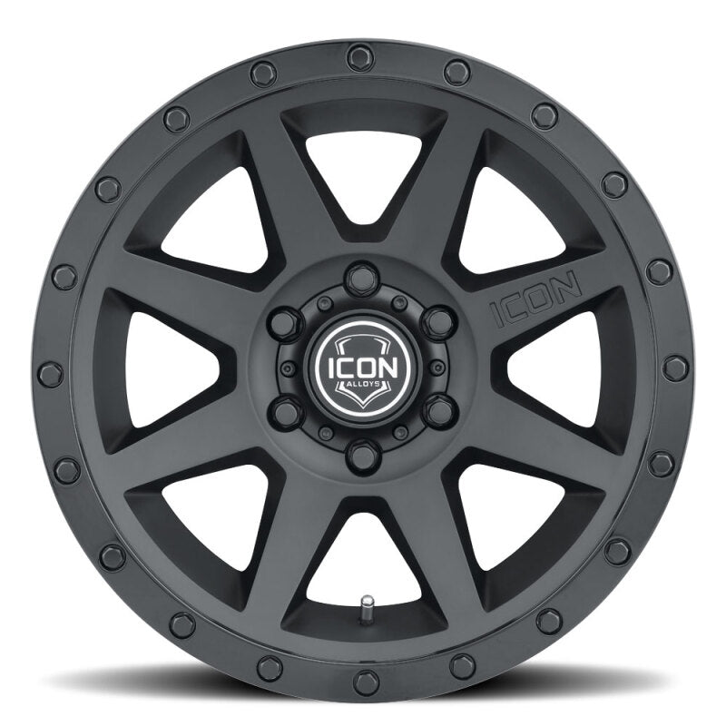 ICON Rebound 18x9 6x135 6mm Offset 5.25in BS 87.1mm Bore Double Black Wheel for offroad performance upgrades.
