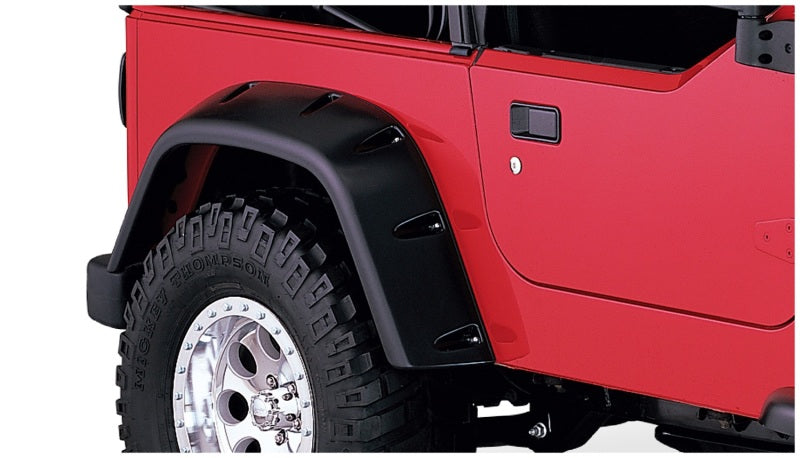 Bushwacker 97-06 Jeep TJ Max Pocket Style Flares 2pc - Black on red Jeep