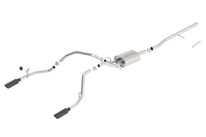 Borla 14 Sierra 1500 C/B S-Type Exhaust/2.75in Into Dual 2.25in Out 4in Split Rear Exit-Black Chrome parts diagram