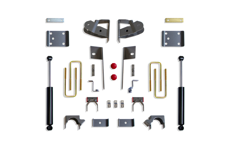 MaxTrac 2019+ GM C/K1500 2WD/4WD 3-4in Rear Adj. Lowering Flip Kit components and hardware