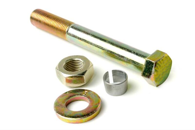 JKS Manufacturing Jeep Wrangler TJ/LJ Adjustable Track Bar 4in+ Lift - Front bolt and hardware components for suspension.
