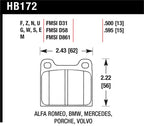 Hawk HPS Street Brake Pads specifications for vehicles