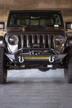 DV8 Offroad 07-23 Jeep Wrangler JK/JL & Gladiator JT FS-1 Series Stubby Front Bumper with winch and offroad lighting.
