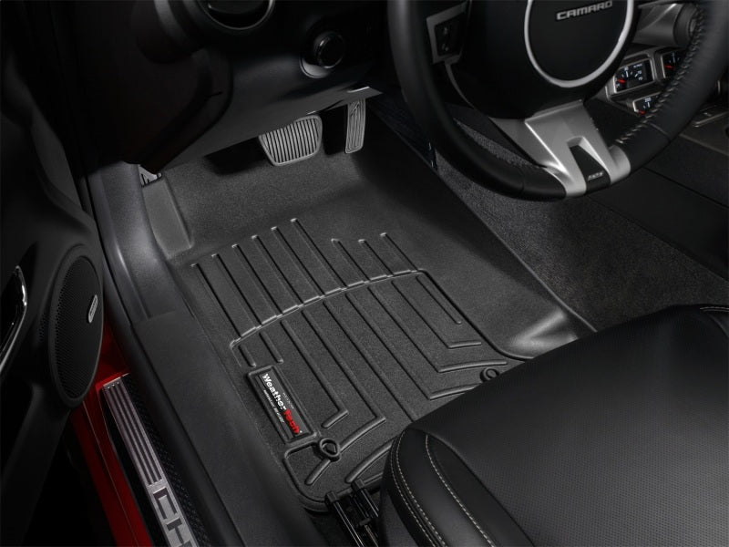 WeatherTech 10+ Chevrolet Camaro Front FloorLiner - Black in vehicle interior