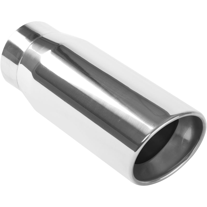 MagnaFlow Tip Stainless Double Wall Round Single Outlet Polished 5in DIA 4in Inlet 13in Length Secondary image