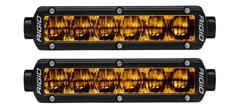 Rigid Industries 6in SR-Series Pro Dot / SAE Fog Lights (Pair) - Selective Yellow for offroad lighting.