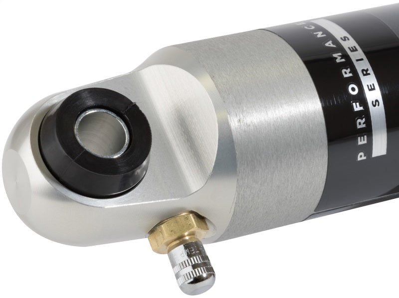 Fox 2.0 Performance Series 8.1in. Smooth Body IFP Stabilizer Steering Damper (Alum) - Black close-up view.