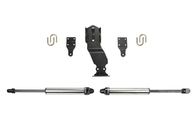 Fabtech 17-21 Ford F250/F350 4WD Dual Steering Stabilizer System w/DL 2.25 Shocks for offroad performance upgrades.