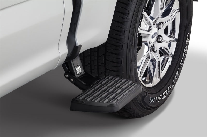 AMP Research 15-22 Ford F150 All Beds BedStep2 - Black side step for truck, ideal for accessing cargo and toolboxes.
