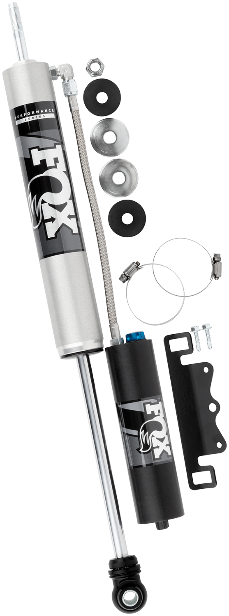 Fox 2005+ Ford Super Duty 2.0 Perf Series 9.6in Smooth Body Remote Res. Front Shock - CD Adj. for off road parts and upgrades.