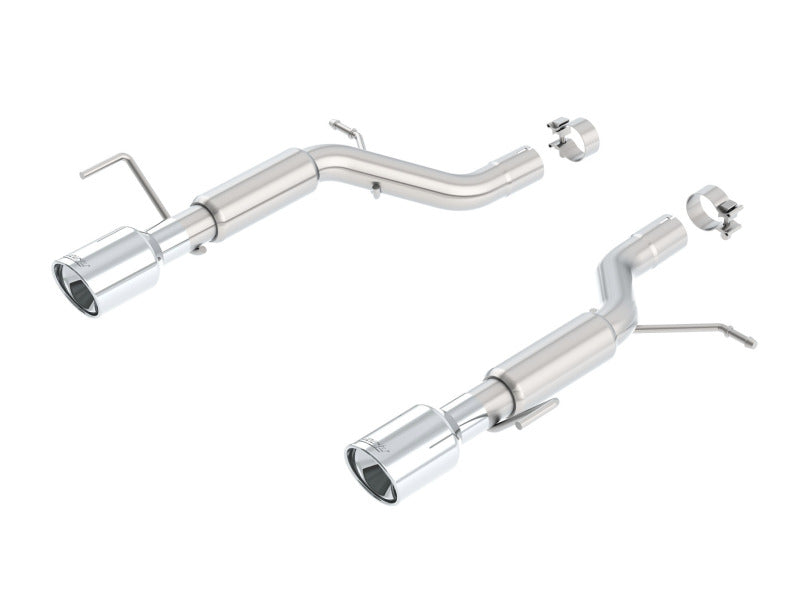 Borla 13-15 Cadillac ATS 2.0L AT RWD 4Dr Single Split Rear Exit Exhaust (Rear Section) with chrome tips and installation parts.