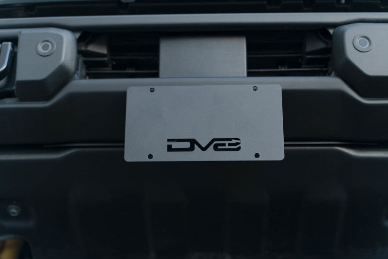 DV8 Offroad 21-23 Ford Bronco Capable Bumper Front License Plate Mount on vehicle