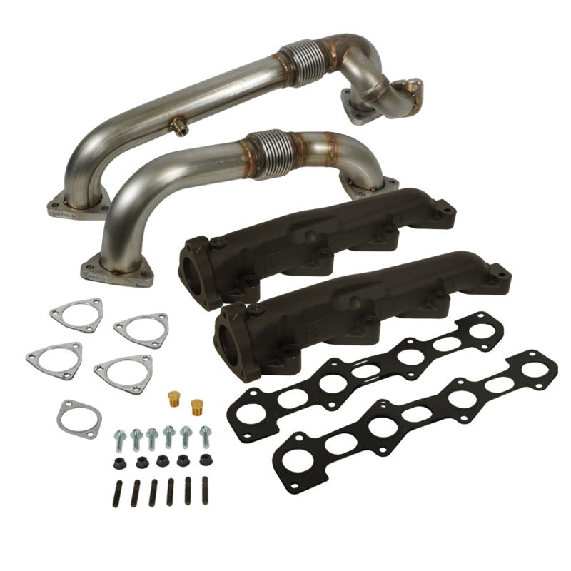 BD Diesel 08-10 Ford F-250/F-350/F-450/F-550 Powerstroke 6.4L Up Pipes Kit w/Manifold Set Secondary image