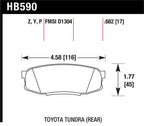 Hawk 08-10 Toyota Land Cruiser / 07-10 Tundra Super Duty Street Rear Brake Pads dimensions diagram