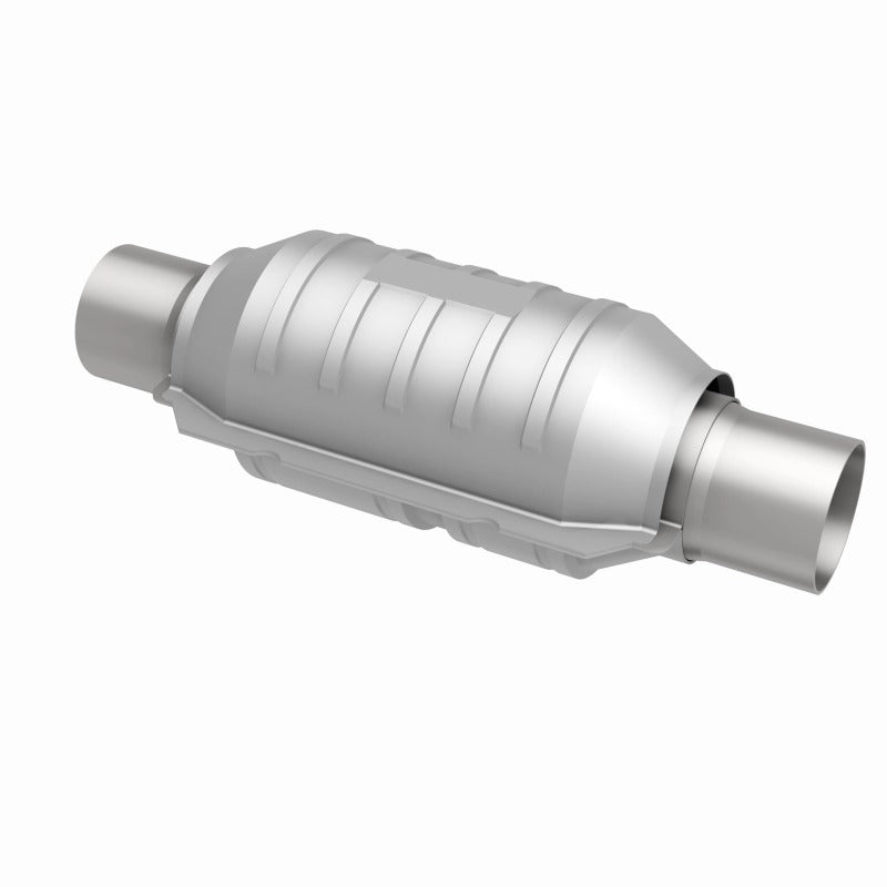MagnaFlow Conv Univ 2.25in Inlet/Outlet Center/Center Round 9in Body L x 5.125in W x 13in Overall L for offroad vehicles.